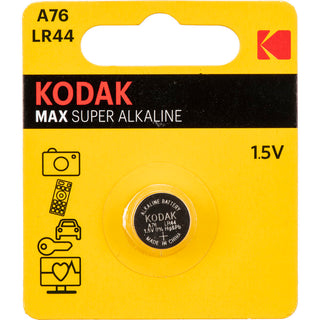 Kodak Batteries Max Super Alkaline KA76 LR44 1.5V Single Pack