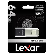 Lexar JumpDrive Fingerprint F35 PRO 64GB USB 3.2 Gen 1, Up To 300MB/S Read, 150MB/S Write
