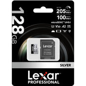 Lexar Professional Silver 128GB microSDXC UHS-I 205MB/s Memory Card-V30