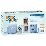 Fujifilm Instax Mini 12 with Case, Novelty Film, Acrylic Photo Frame and Recycled Wood Ornament/Tag - Pastel Blue