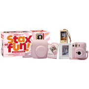 Fujifilm Instax Mini 12 with Case, Novelty Film, Acrylic Photo Frame and Recycled Wood Ornament/Tag - Blossom Pink