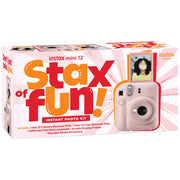 Fujifilm Instax Mini 12 with Case, Novelty Film, Acrylic Photo Frame and Recycled Wood Ornament/Tag - Blossom Pink