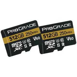 ProGrade Digital 512GB microSDXC UHS-II 250MB/s Gold Memory Card with Adapter (2 Pack) - V60