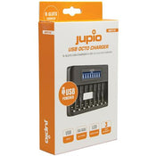 Jupio 8 Slot Octo Rechargeable AA & AAA Batteries with USB Fast Charger & LCD Screen