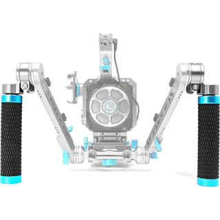 Kondor Blue Quick Release Rosette Hand Grip Set (Right and Left) + Dual Rod Clamp (Space Gray)