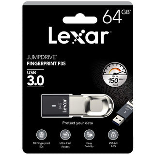 Lexar JumpDrive Fingerprint F35 USB 3.0 Flash Drive 64GB