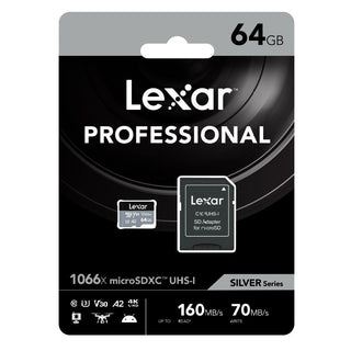 Lexar Professional Silver 64GB microSDXC UHS-I 160MB/s Memory Card - V30