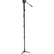 Benro Connect Video Aluminum Monopod with Flip Locks, 3-Leg Base, and S4 PRO Hea