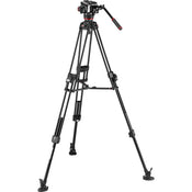 Manfrotto 504X / 645 FAST Twin Aluminium Video Tripod Kit (12 kg, Mid-Spreader, 100/75 mm Bowl, Bag) - MVK504XTWINFA