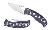 Spyderco PITS Folder Titanium - Blue Bead Blasted Plain Blade