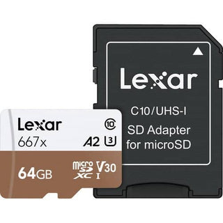 Lexar Professional Green 64GB microSDXC UHS-I 100MB/s Memory Card with SD Adapter - V30