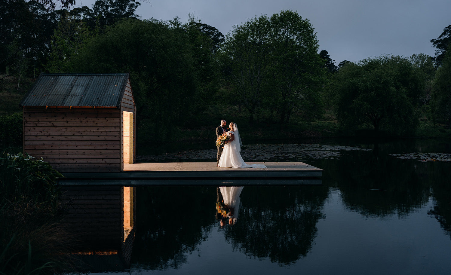 Wedding photoshoot on a warf