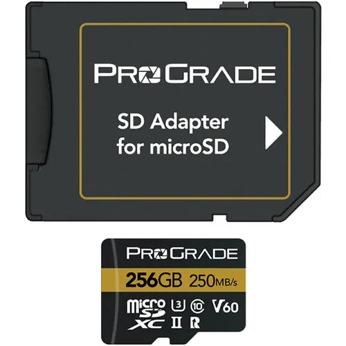 ProGrade Digital 256GB microSDXC UHS-II 250MB/s Gold Memory Card with Adapter - V60