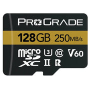 ProGrade Digital 128GB microSDXC UHS-II 250MB/s Gold Memory Card with Adapter - V60