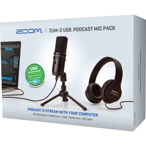 Zoom ZUM-2 Podcast Mic Pack with ZUM-2 Mic, Headphones, Desktop Stand, Cable & Windscreen