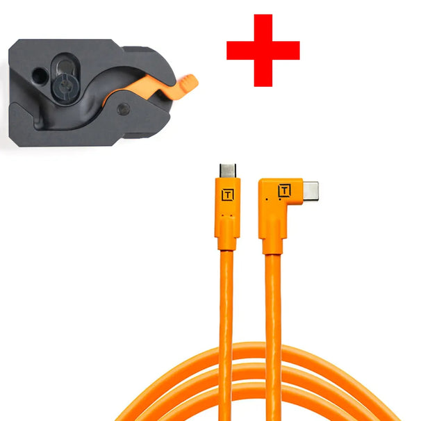 Tetherguard Leverlock Plate with USB-C 4.6m Orange Right Angle Orange Kit