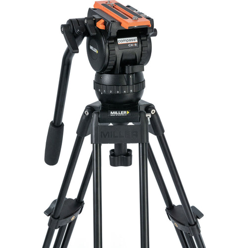 Miller Versa CXV8 Head, Toggle 2-Stage Alloy Tripod, Mid-Level Spreader, Rubber Feet & Soft Case Kit