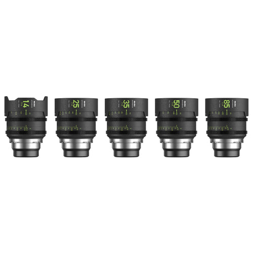 NiSi ATHENA PRIME Full Frame Cinema Lens Kit with 5 Lenses 14mm T2.4, 25mm T1.9, 35mm T1.9, 50mm T1.9, 85mm T1.9 + Hard Case (PL Mount)