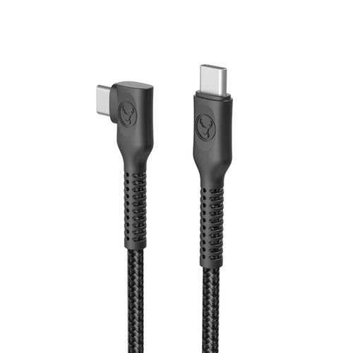 Bonelk Long-Life Easy Grip USB-C to USB-C Right Angle Cable, 100W (Black)
