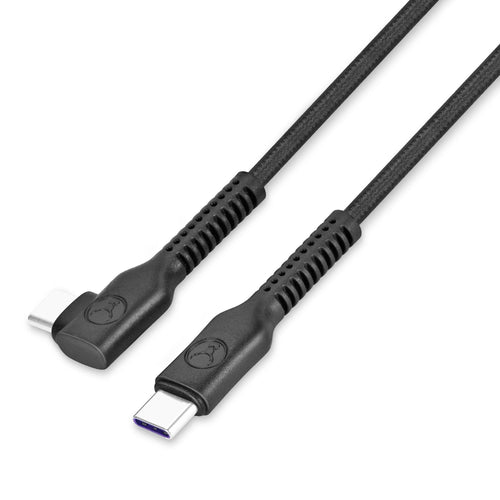 Bonelk Long-Life Easy Grip USB-C to USB-C Right Angle Cable, 100W (Black)