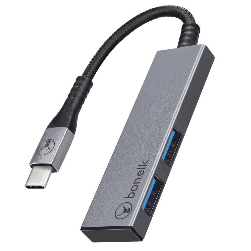 Bonelk Long-Life Series USB-C to 2 Port USB 3.0 Slim Hub (Space Grey ...