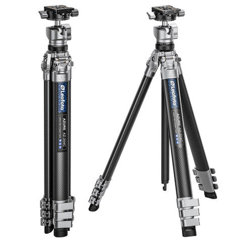 Leofoto AZ-204C Carbon Fibre Travel Tripod + LH-25R Ball Head - Silver/Carbon