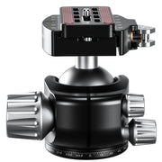Leofoto LH-47LR 47mm Low Profile Ball Head with LR-60 Quick Release Lever Clamp and QP-70N Plate
