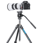 Leofoto LO-224C MR.O Series 4 Section Levelling Centre Column Carbon Fibre Tripod with BV-1R Video Head and BVL-01 Conversion Plate