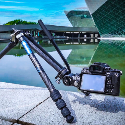 Leofoto LO-224C MR.O Series 4 Section Levelling Centre Column Carbon Fibre Tripod with BV-1R Video Head and BVL-01 Conversion Plate