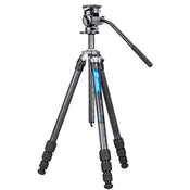 Leofoto LO-224C MR.O Series 4 Section Levelling Centre Column Carbon Fibre Tripod with BV-1R Video Head and BVL-01 Conversion Plate