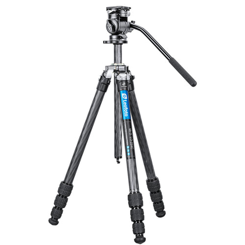 Leofoto LO-224C MR.O Series 4 Section Levelling Centre Column Carbon Fibre Tripod with BV-1R Video Head and BVL-01 Conversion Plate