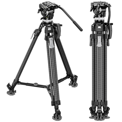 Leofoto LVF-143C+FH-5L Professional Carbon Fibre Video Tripod with FH-5L Video Fluid Head