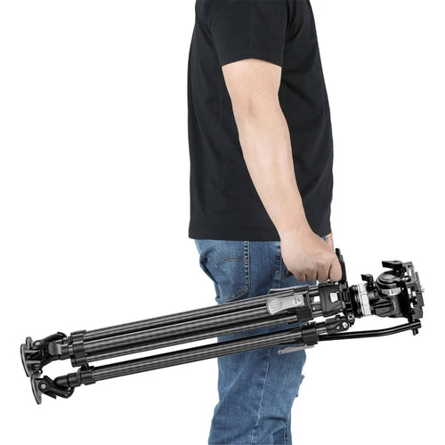Leofoto LVF-143C+FH-5L Professional Carbon Fibre Video Tripod with FH-5L Video Fluid Head