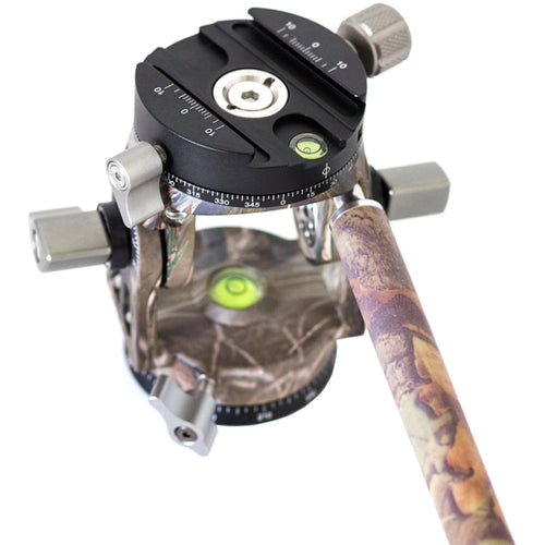 Leofoto VH-30R 2-Way Monopod Head with Panning Clamp and PU-100D Plate - Camouflage