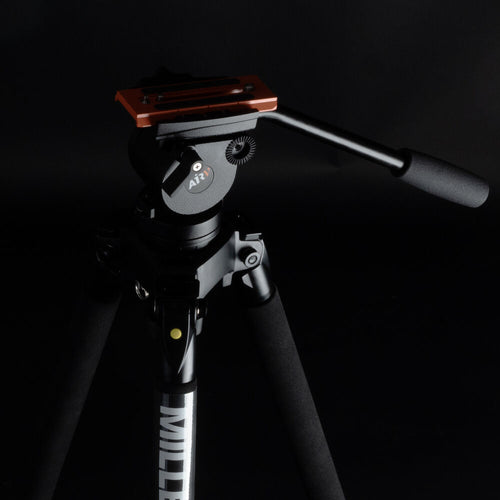 Miller AirV Fluid Head with Solo-Q Pod Base, Base Clamp Nut & Versa Camera Plate