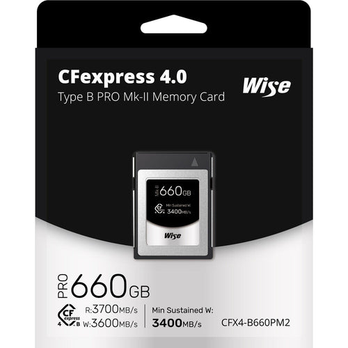 Wise 660GB CFexpress Type B 4.0 PRO Mark II 3400MB/s Memory Card