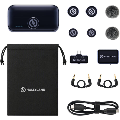 Hollyland LARK M3 Combo 2TX&2RX Wireless Microphone System with 2 Clip-On Mic/Transmitters, 1 USB Receiver & 1 Camera Receiver (2.4 GHz)