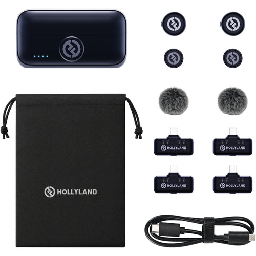 Hollyland LARK M3 Combo 2TX&4RX Wireless Microphone System with 2 Clip-On Mic/Transmitters & 4 USB Receivers (2.4 GHz)