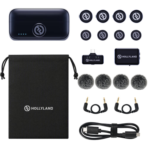 Hollyland LARK M3 Combo 4TX&2RX Wireless Microphone System with 4 Clip-On Mic/Transmitters, 1 USB Receiver & 1 Camera Receiver (2.4 GHz)