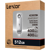 Lexar 512GB JumpDrive Solid State Dual Drive D50E USB 3.2