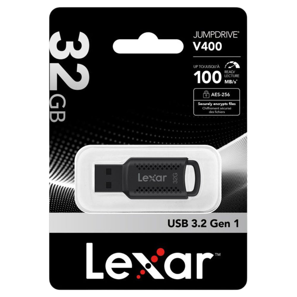 Lexar 32GB JumpDrive V400 USB 3.0 Flash Drive, Up To 100MB/S Read, Bla ...