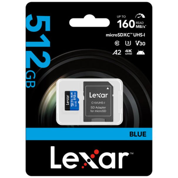 Lexar Blue 512GB microSDXC UHS-I 160MB/s Memory Card - V30
