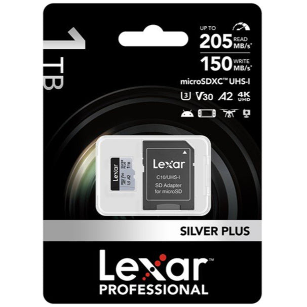 Lexar Professional Silver Plus 1TB microSDXC UHS-I 205MB/s Memory Card - V30