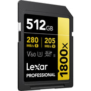 Lexar Professional Gold Series 512GB SDXC UHS-II 270MB/s Memory Card - V60