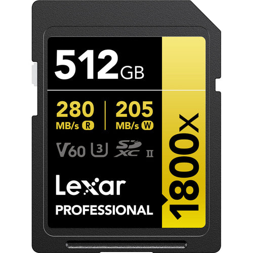 Lexar Professional Gold Series 512GB SDXC UHS-II 270MB/s Memory Card - V60