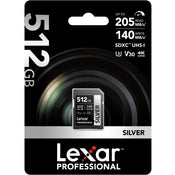 Lexar 512GB Professional Silver SDXC UHS-I 205MB/s Memory Card-V30