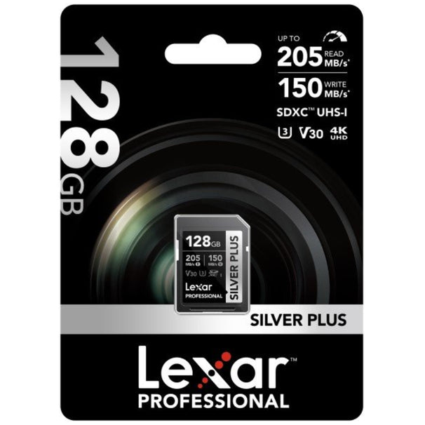 Lexar Professional Silver Plus 128GB SDXC UHS-I 205MB/s Memory Card - V30
