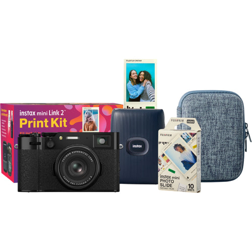 Fujifilm X100VI Black with instax mini Link 2 Print Kit (Space Blue)