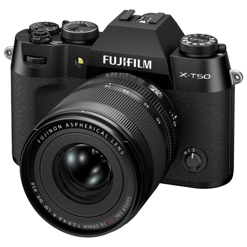 Fujifilm X-T50 Black with XF 16-50mm Lens and instax mini Link 2 Print Kit (Space Blue)