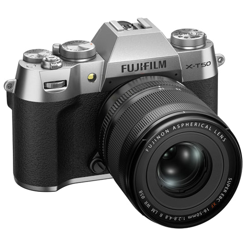 Fujifilm X-T50 Silver with XF 16-50mm Lens and instax mini Link 2 Print Kit (Space Blue)